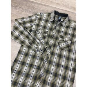 Kuhl Shirt Men Large Green White Plaid Long Sleeve Button Up Hiking